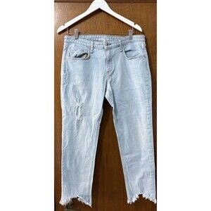 Rag & Bone Dre Jeans Low Rise Slim Boyfriend Distressed Melrose Raw Hem 30 Denim